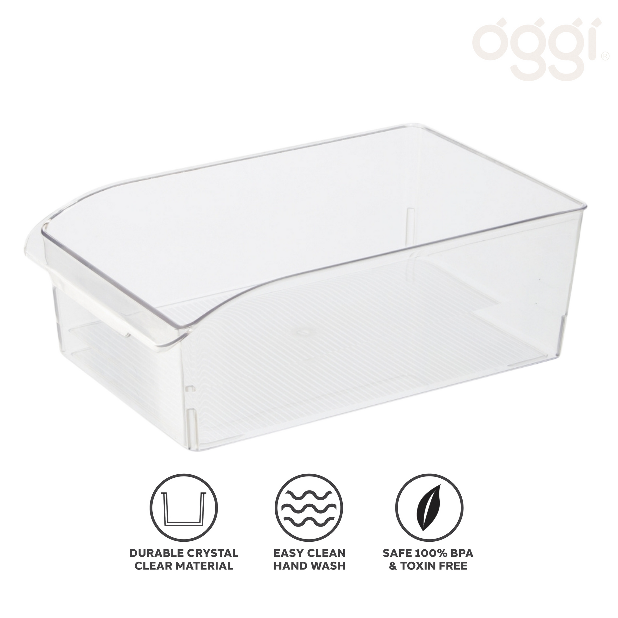 Oggi Fridge/Pantry Storage Bin with Finger Grip Handle (36x20x11cm)